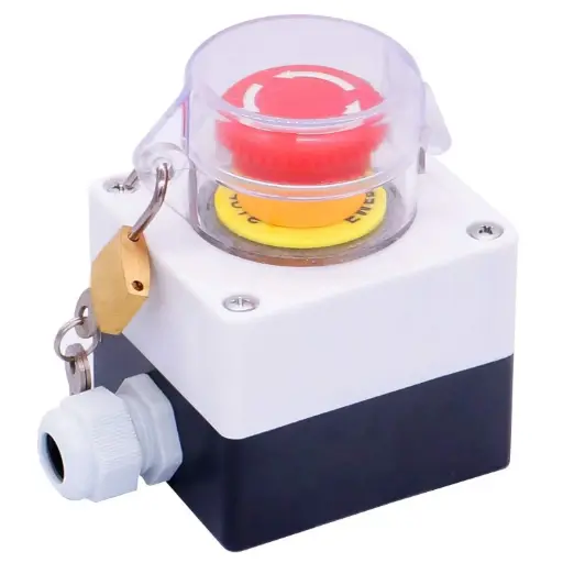Taiss LA38A-02ZS/BOX-ZS 22mm Emergency Stop Push Button Switch Box with key lock