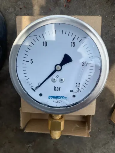 Rhomberg 0-25 Bar Pressure Gauge 100mm Dial